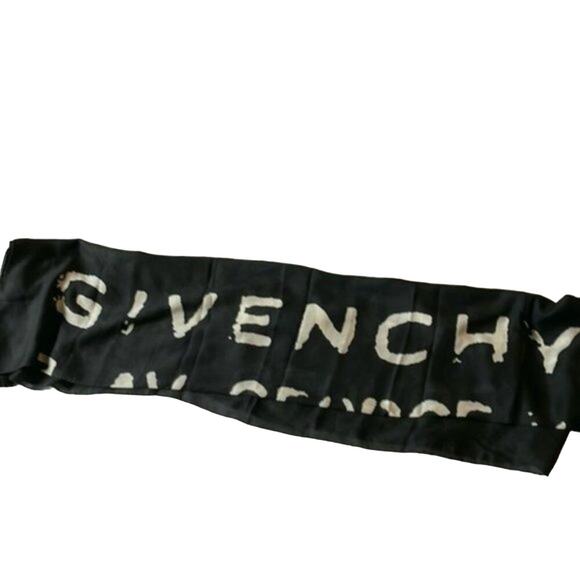 Givenchy Printed Silk and Wool Blend Scarf black - Picture 1 of 11
